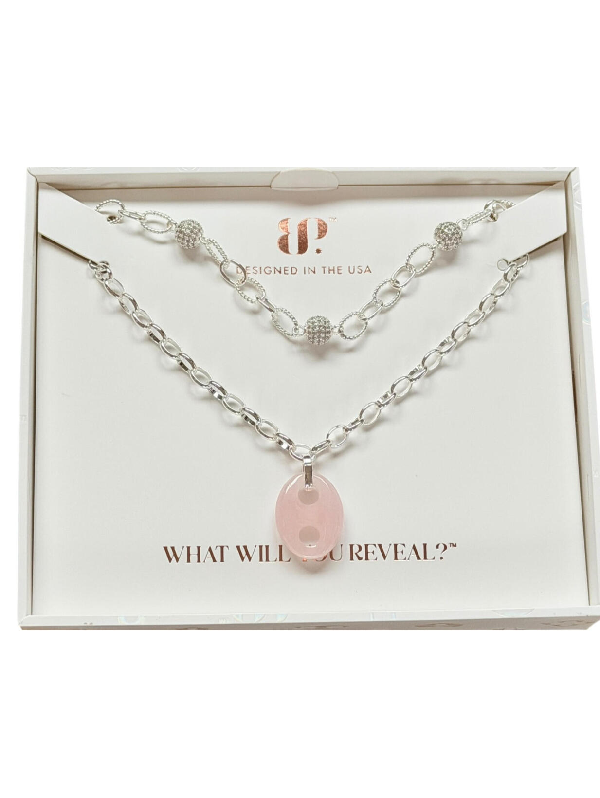 Bomb Party 2026 Luxe Layers "Checkmate Baby" Pink Quartz On Silver Plating